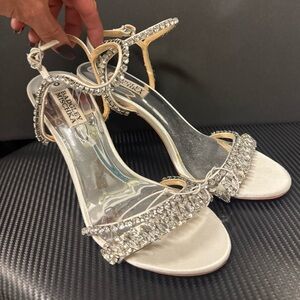 Badgley Mishka silver sparkle and crystal shoes.  Beautiful. NWOT